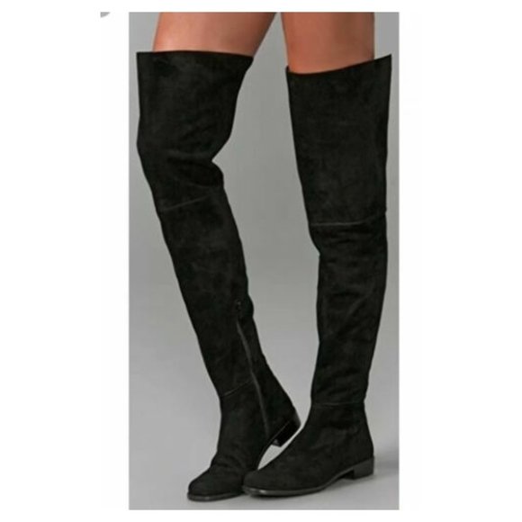 Stuart Weitzman 'Hilo' Thigh High Boot Black Suede Size 7 OTK MSRP $650 T43 - Picture 1 of 10